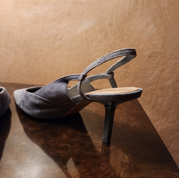 ZARA Blue Suede Slingback Heels 7.5 - Picture 6 of 10